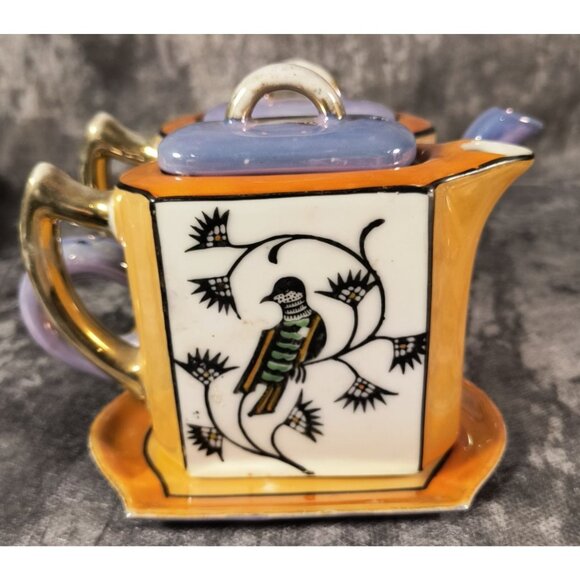 1920s Hotta Yu Shoten & Co Lusterware Teapot Set With Bird Design - Picture 2 of 11